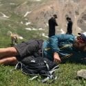 Mike Opland resting on a mountain