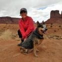 Engearment writer Kate with her Australian Cattle Dog, Utah.